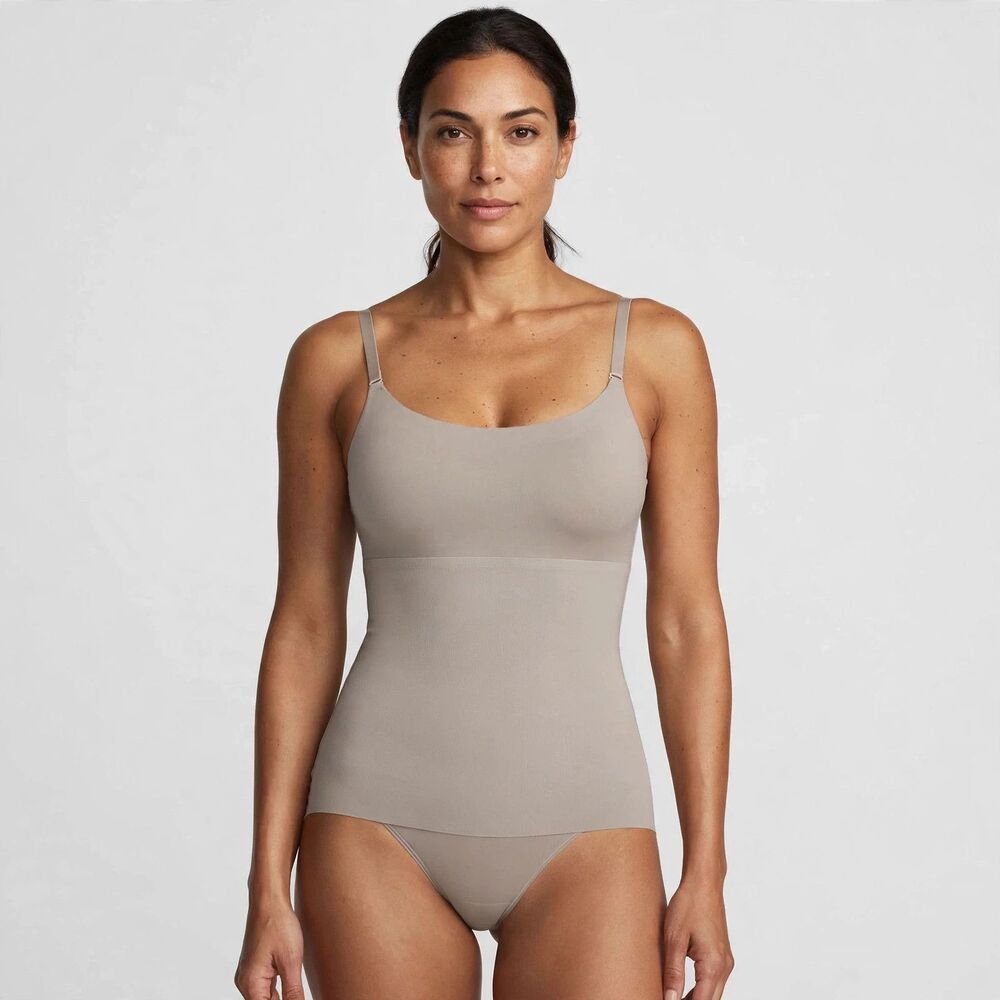 Maidenform FLS108 Firm Foundations Thong Bodysuit Shapewear Taupe 2XL